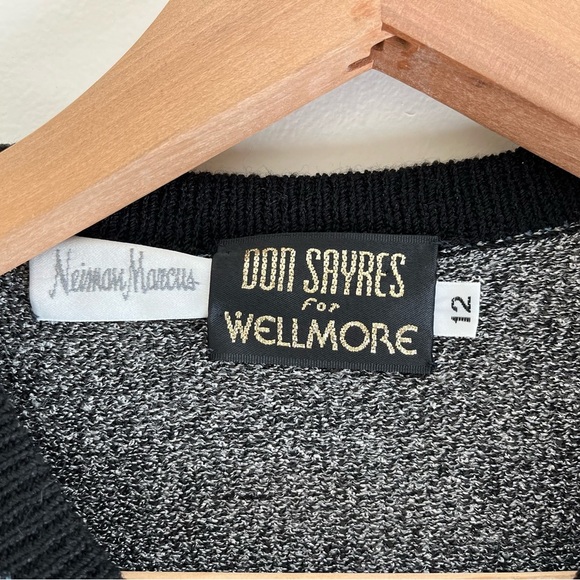 VTG Don Sayres for Wellmore Santana Knit Gray Black Blue Zip Up sweater Size 12 - Picture 6 of 15
